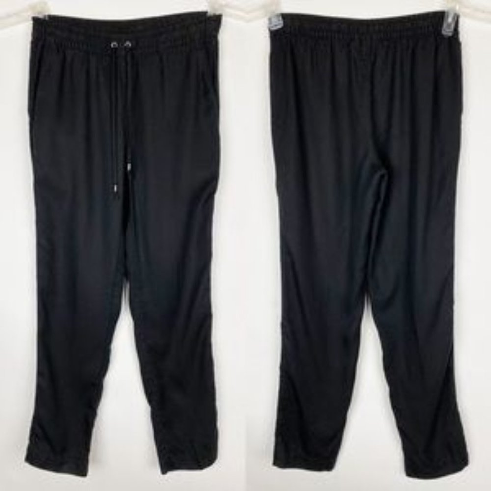 Land's End Black Lyocell Pull On Drawstring Jogger Pants, Size 6